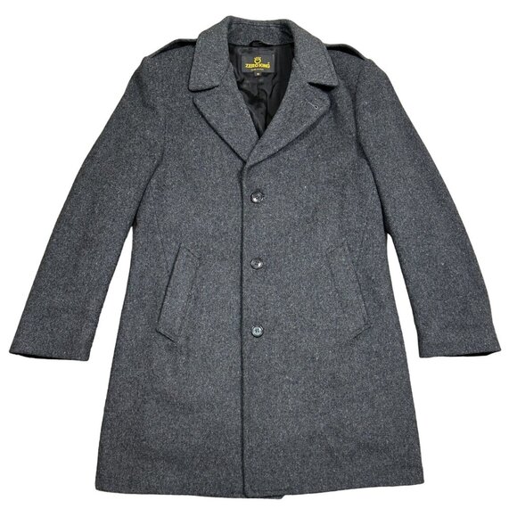 Zero King Mens Dark Heather Gray Overcoat Thinsulate 3 Front Button VTG Size 40 - Picture 1 of 14